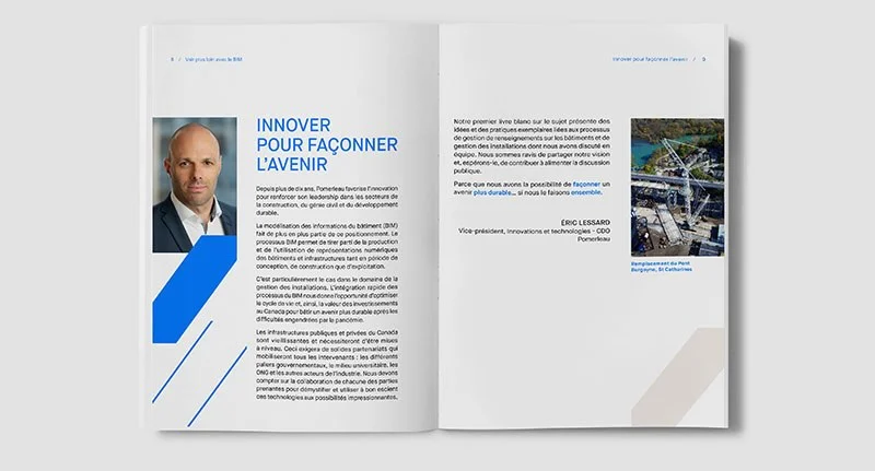 Image d'un article du livre blanc de Pomerleau, réalisé avec l'aide de l'agence de communication Exponentiel